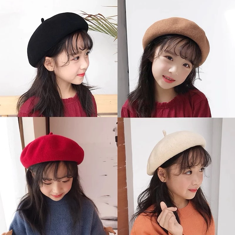 หมวกเบเร่ต์เด็ก หมวกเบเร่ต์ berets (มีทั้งเด็กเล็กและเด็กโต-ปรับได้และปรับไม่ได้)