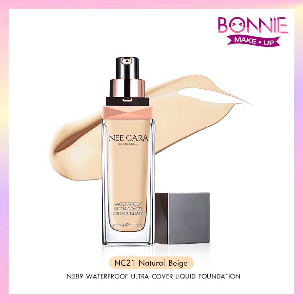 นีคาร่า N589 ครีมรองพื้น รองพื้น กันน้ำ ของแท้100% NEE CARA LIQUID FOUNDATION WATERPROOF