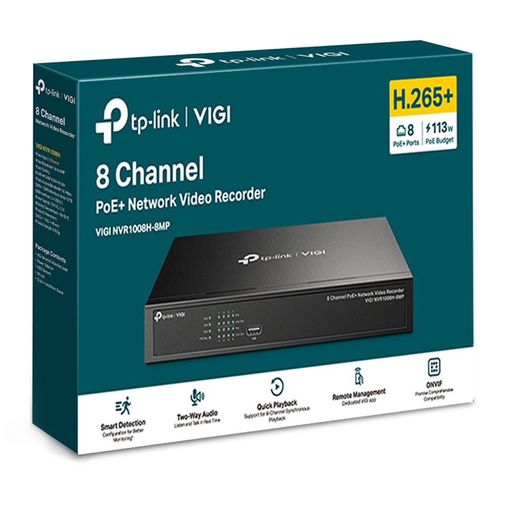 TP-Link VIGI 8 Channel PoE+ Network Video Recorder รุ่น VIGI NVR1008H-8MP