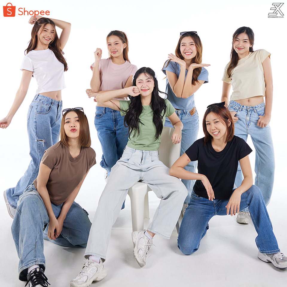 Expogarment เสื้อยืด เบบี้ที Baby Tee เอิร์ธโทน แขนสั้น คอกลม ครอป เอวลอย CROP ผ้าคอตตอน earthtone