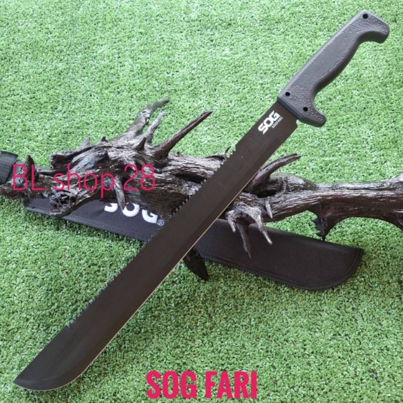 อุปกรณ์เดินป่า มีด มีดเดินป่า มีดยาว SOG รุ่น FARI ใบดำสันเลื้อย