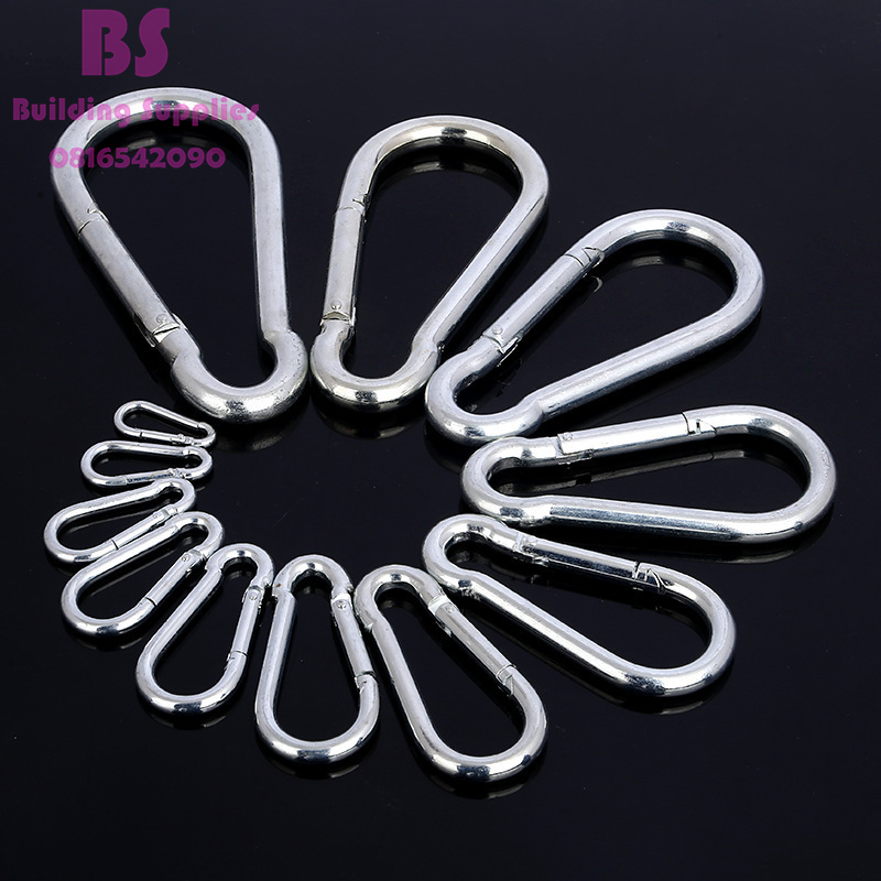 ข้อต่อโซ่ คาราบิเนอร์  โซ่หมา Carabiners สแนปลิงค์  ควิกลิงค์ ตัวต่อโซ่ ห่วงคลาย วัสดุทำจากเหล็ก ชุบซิงค์