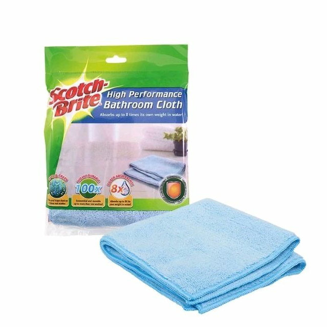3M Scotch-Brite ผ้าไมโครไฟเบอร์สำหรับห้องน้ำ, ดูดซับน้ำได้ 8 เท่า, ขนาด 30x32 ซม.
