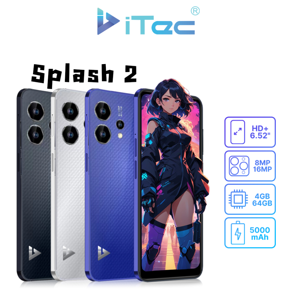 โทรศัพท์ iTec รุ่น Splash2 (4+64GB) จอ6.528นิ้ว สมาร์ทโฟน 4G Bluetooth  เล่นเกม ประกันศูนย์12+1เดือน