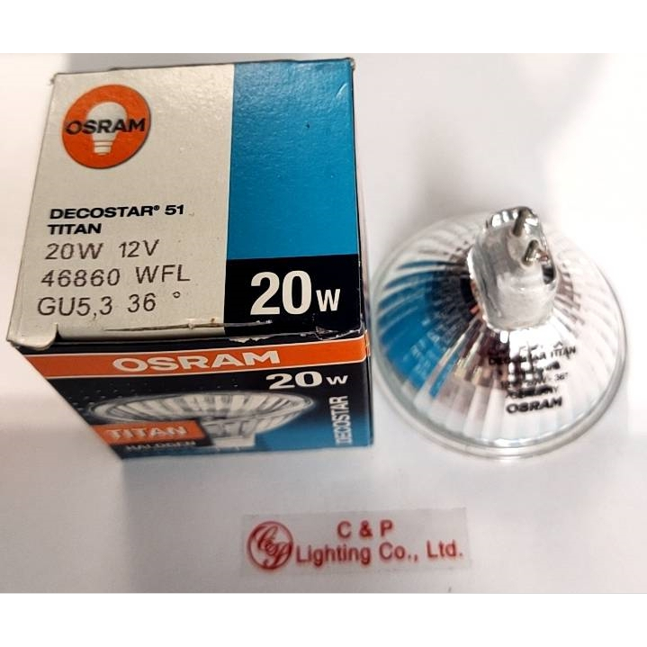 OSRAM 46860WFL MR16 12V 20W 36 degree glass cover bulb GU5.3 ECOSTAR 51 TITAN Lamp