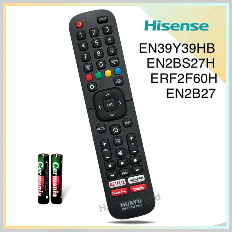 รีโมทสมาร์ททีวี ยี่ห้อ Hisense ไฮเซ่นส์ รุ่น EN2B27 EN2BS27H ERF2F60H EN39Y39HB รหัส RM-L1335PLUS