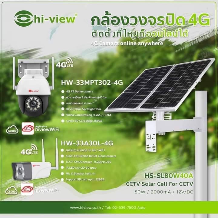 กล้องวงจรปิด hi view HW-33 Series ไร้สาย 4G เเละชุด CCTV Solar cell