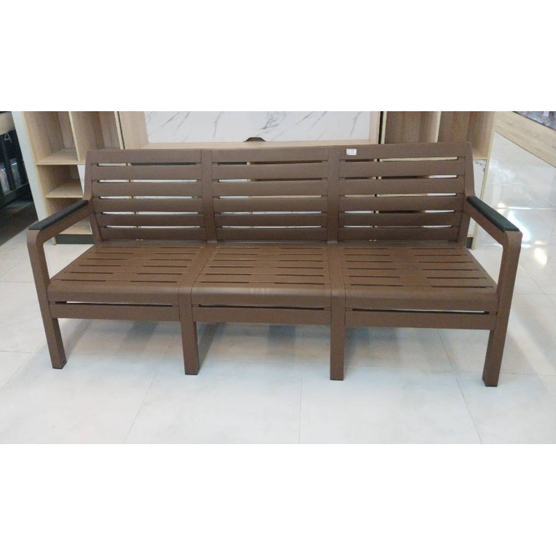 เก้าอี้พลาสติก3-4ที่นั่ง มีพนักพิง สีน้ำตาล เก้าอี้สนาม แข็งแรง ทนแดด ทนฝน สินค้าพร้อมส่งในไทย(SHERW