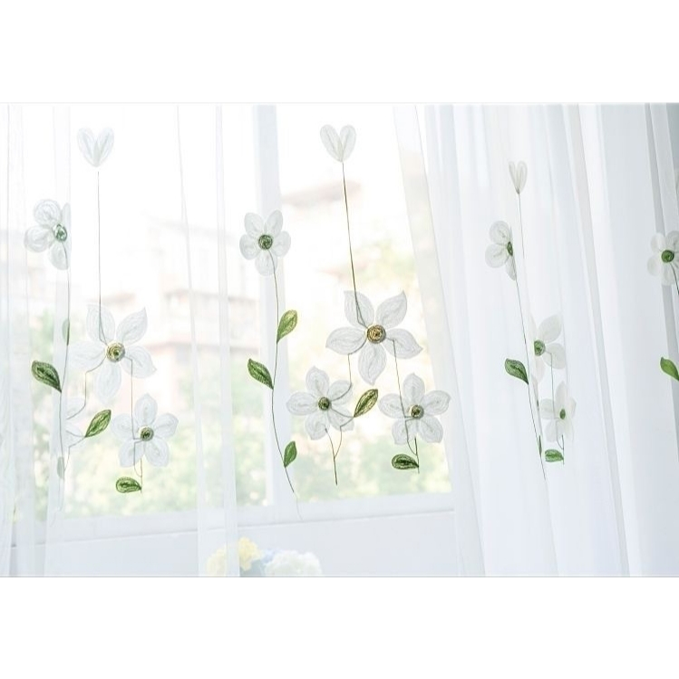 แนะนำ ผ้าม่าน ผ้าม่านโปร่งแสง สไตล์มินิมอล ม่านหน้าต่าง ประตู ลายใบไม้รุ่นใหม่ (แบบตาไก่) ราคาพิเศษ มีเก็บเงินปลายทาง