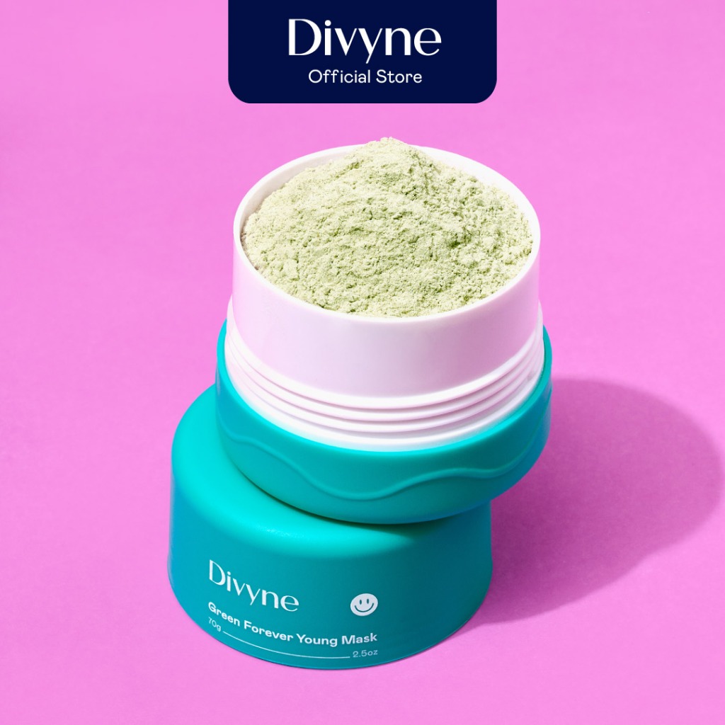 Divyne (ดิไวน์) มาส์กลดริ้วรอย รอยสิว จุดด่างดำ 70g. DIVYNE Green Forever Young Mask 70g
