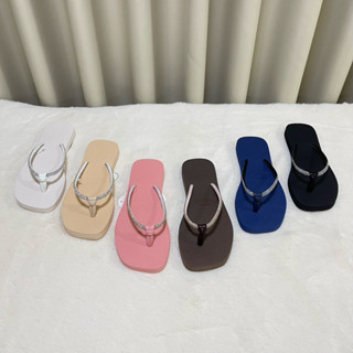 รองเท้าแตะหัวตัดสายเพชรกลม”สินค้าพร้อมส่ง”