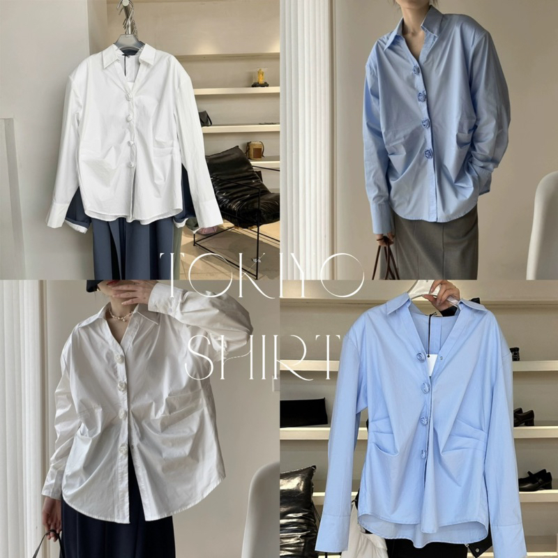 (A10) Tokiyo Shirt 🪐 เสื้อเชิ้ตคอปก กระดุมหน้า ดีเทลรูดเอว แต่งดอก