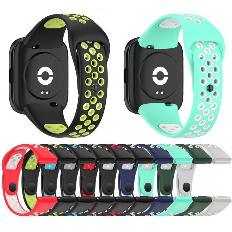 เหมาะสำหรับ Xiaomi Redmi Watch 3 Active สายรัดซิลิโคนสายรัดระบายอากาศสองสี