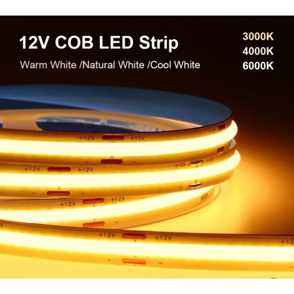 ไฟริบบิ้นMZG COB Dc12v 24V 480 LEDs COB LED Strip ความสว่างสูงที่ยืดหยุ่นไฟ LED แสง3000K 4000K 6500K