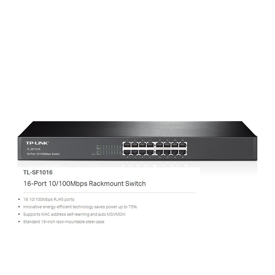 (ประกัน LT) TP-Link TL-SF1016 16-Port 10/100Mbps Rackmount Unmanaged Switches  สวิตช์ สวิตช์ฮับ - HI