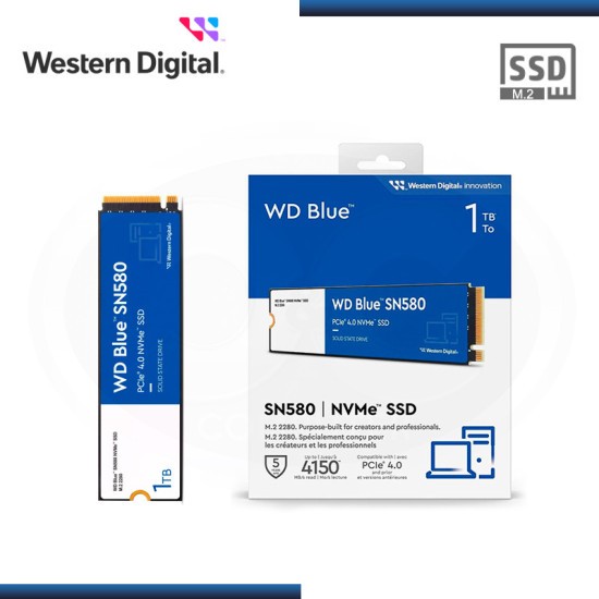 1TB SSD (เอสเอสดี) WD BLUE SN580 - PCIe 4x4/NVMe M.2 2280 (WDS100T3B0E) รับประกัน 5 - Y