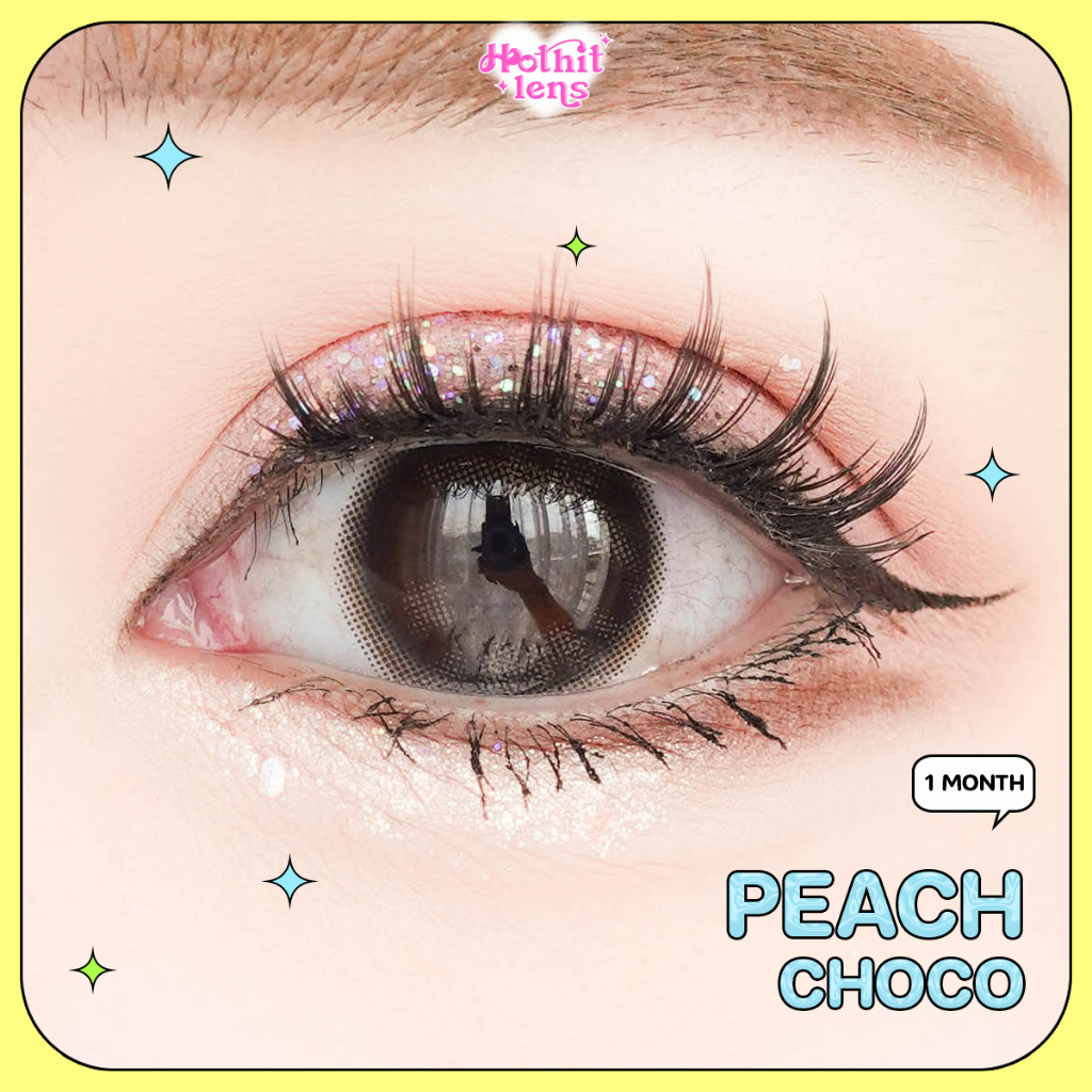 Candylens คอนแทคเลนส์มินิ Peach ช็อคโก พร้อมส่งแบบปกติ และค่าสายตาสั้น 0.00-10.00