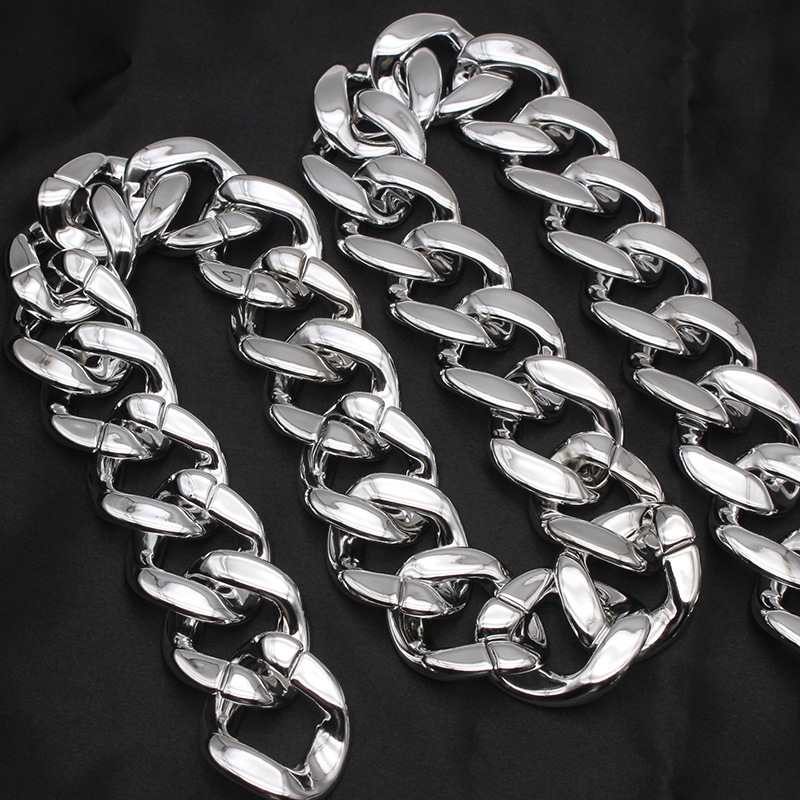 เงินฮิปฮอป Hip-hop สร้อยคอเงินคนโคตรรวย Silver thug life แฟชั่น props เครื่องประดับ คอโซ่เงิน พร้อมส่ง fake necklace พร็ - รูปที่ 4