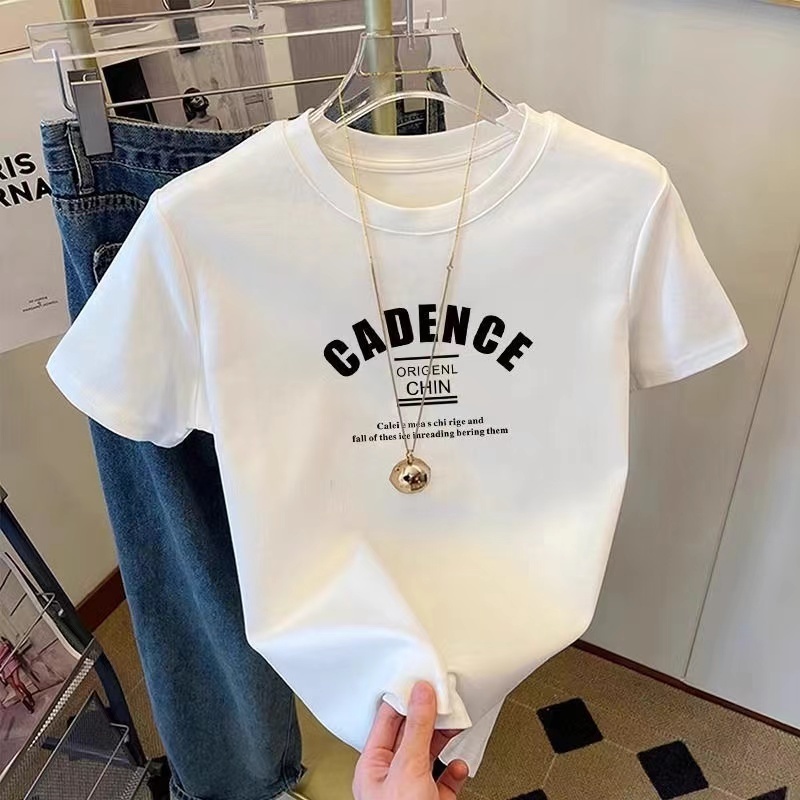 พร้อมส่ง เสื้อยืดผู้หญิง แขนสั้น คอกลม พิมพ์ลาย สีพื้นและหลากสี ใส่ลำลอง แฟชั่นสไตล์เกาหลี