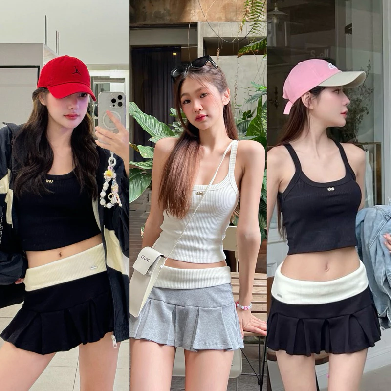 [ พร้อมส่ง ] DOUBLE MINI SKIRT 🩵เฉพาะกระโปรง กระโปรงจับจีบ Unigam