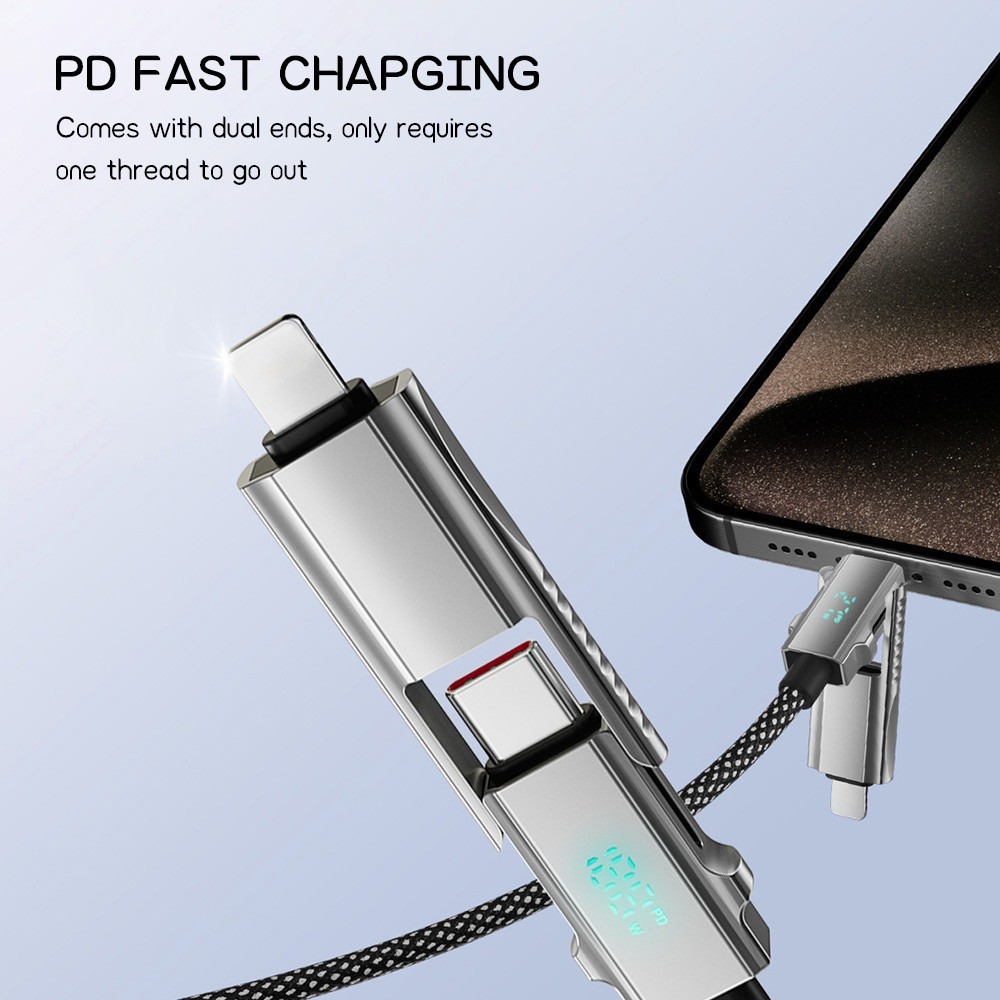 65W 4 in 1 สายชาร์จเร็ว 3A PD สาย USB-A to Type-C หลายอุปกรณ์ รองรับการชาร์จอินเตอร์เฟซ เปลี่ยนได้ สําหรับ android - รูปที่ 6