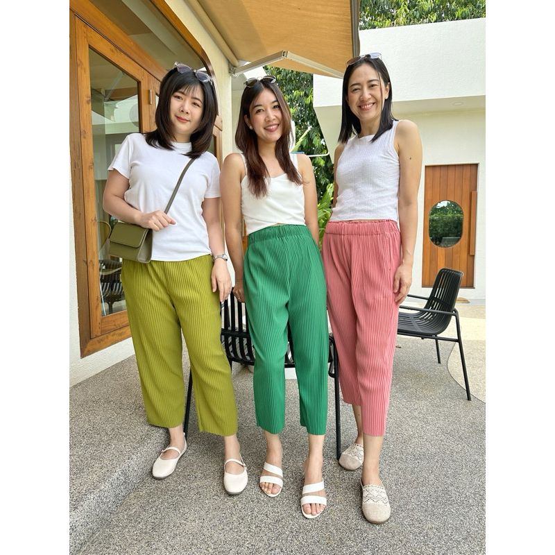 กางเกงอัดพลีทขายาวผู้หญิง Pleated Pants