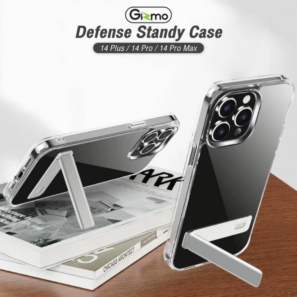 Gizmo Defense Standy Case เคส iPhone 14 Pro Max  - Clear/Silver