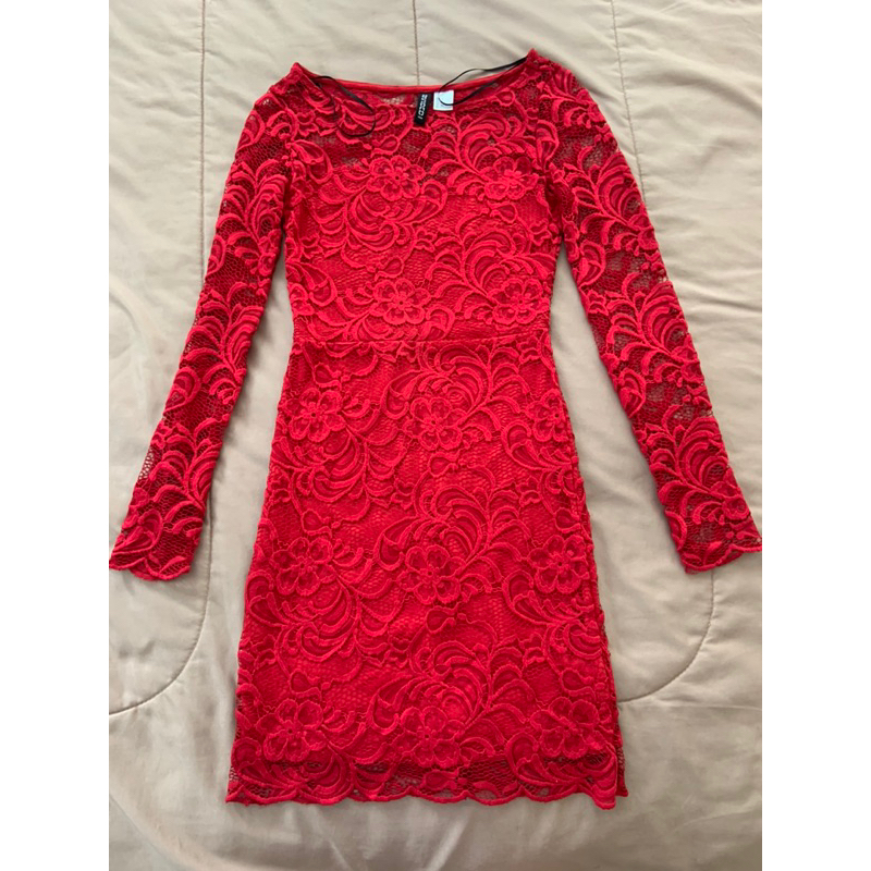 เดรสสีแดงแบรนด์ H&M แท้