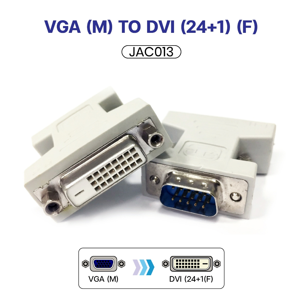 หัวแปลง VGA(M) to DVI24+1 (F) Adapter VGA to DVI (White) JAC013 สินค้าพร้อมจัดส่ง DoubleBBB