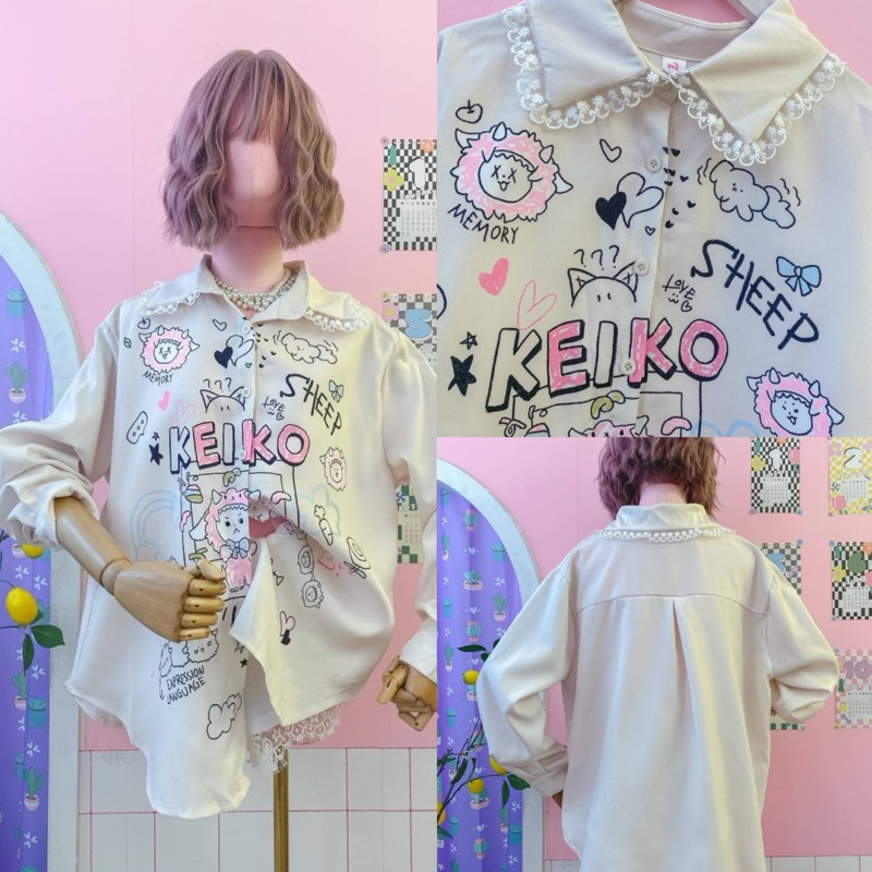 เสื้อแขนยาวสีครีม KEIKO KEIKO 💗ป้าย Chaya