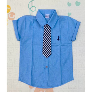 เสื้อเชิ้ตเด็กคอปกแขนสั้นสีฟ้า พื้น2(1ปีถึง15ปี) เน็คไทถอดออกได้ค่ะ งานไทยใส่แล้วดูดีผ้าคอตตอน
