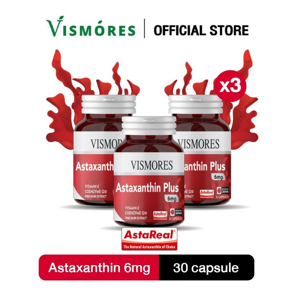 Vismores Astaxanthin 6 mg from Japan แอสตาแซนธิน จากญี่ปุ่น แบบ 3 กระปุก