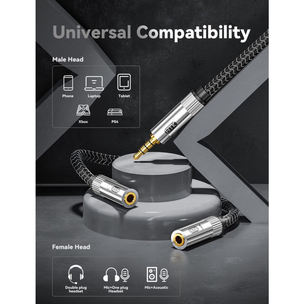 [-ประกันศูนย์ไทย-] ERTK Gaming Headphone Adapter สายแปลงหูฟังไมค์ ให้ใช้กับคอมพิวเตอร์ / มือถือ