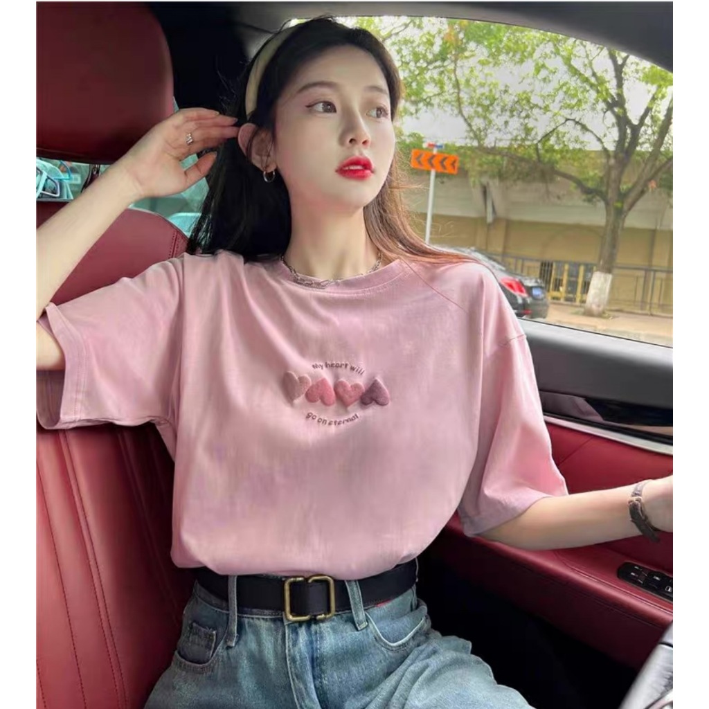 MKL❤️🧡เสื้อยืดพิมพ์ลาย คอกลม แขนสั้น ผ้านิ่ม แฟชั่น ลายหัวใจ❤️🧡 #9643