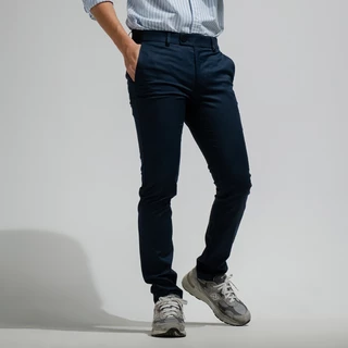 era-won กางเกงสแลคขายาว ทรง super skinny (กระบอกเล็ก) เอวยางยืด รุ่น Workday University - R สี Dark Blue