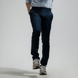 era-won กางเกงสแลคขายาว ทรง super skinny (กระบอกเล็ก) เอวยางยืด รุ่น Workday University - R สี Dark Blue