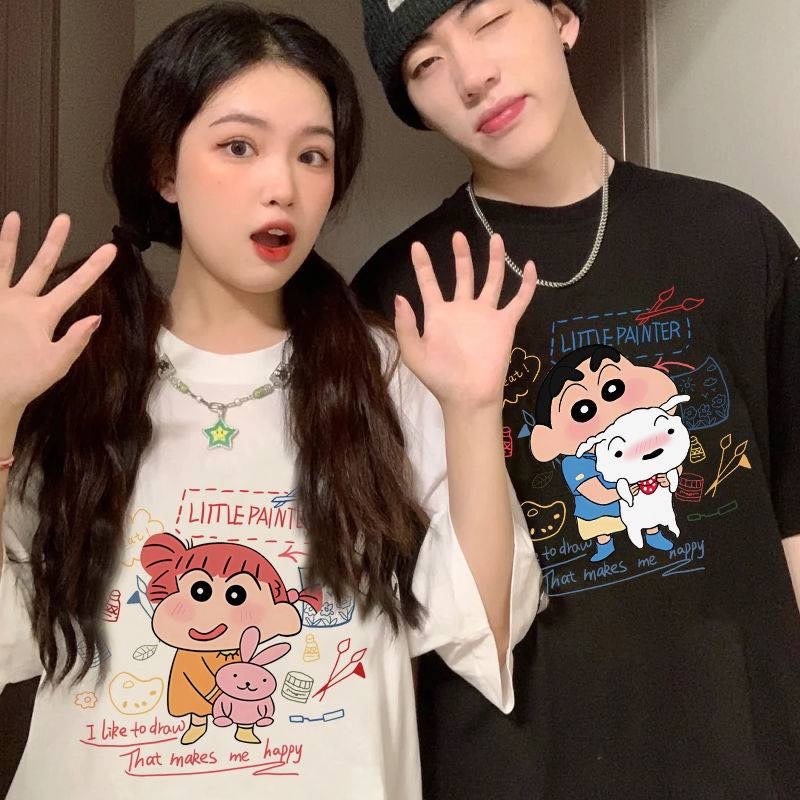 🌈MKLเสื้อยืดคอกลม แขนสั่น พิมพืลายการ์ตูนเนเน่จัง ผ้าฝ้าย ทรงOversize  13 สี เสื้อยืดแฟชั่นM-3XL #C0