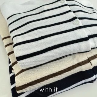 Withit embroidery striped cardigan คาร์ดิแกนคอกลมลายทาง - TPW20807