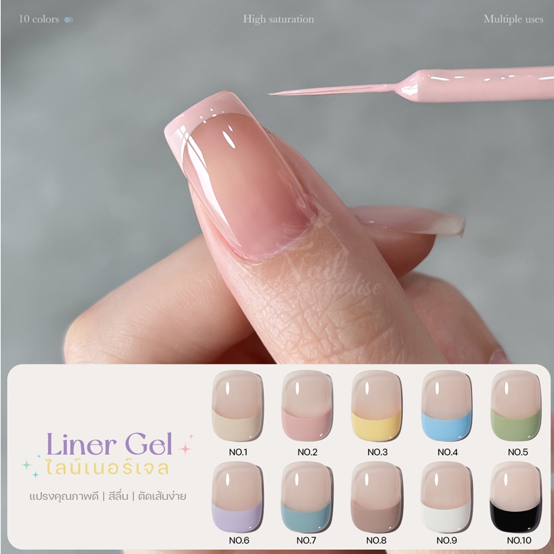 สีเจลตัดเส้น อบ GAOY 7ml Pastel สีเจลแปรงไลน์เนอร์ Liner Gel เพ้นท์เล็บ วาดง่าย เส้นควบคุมง่าย
