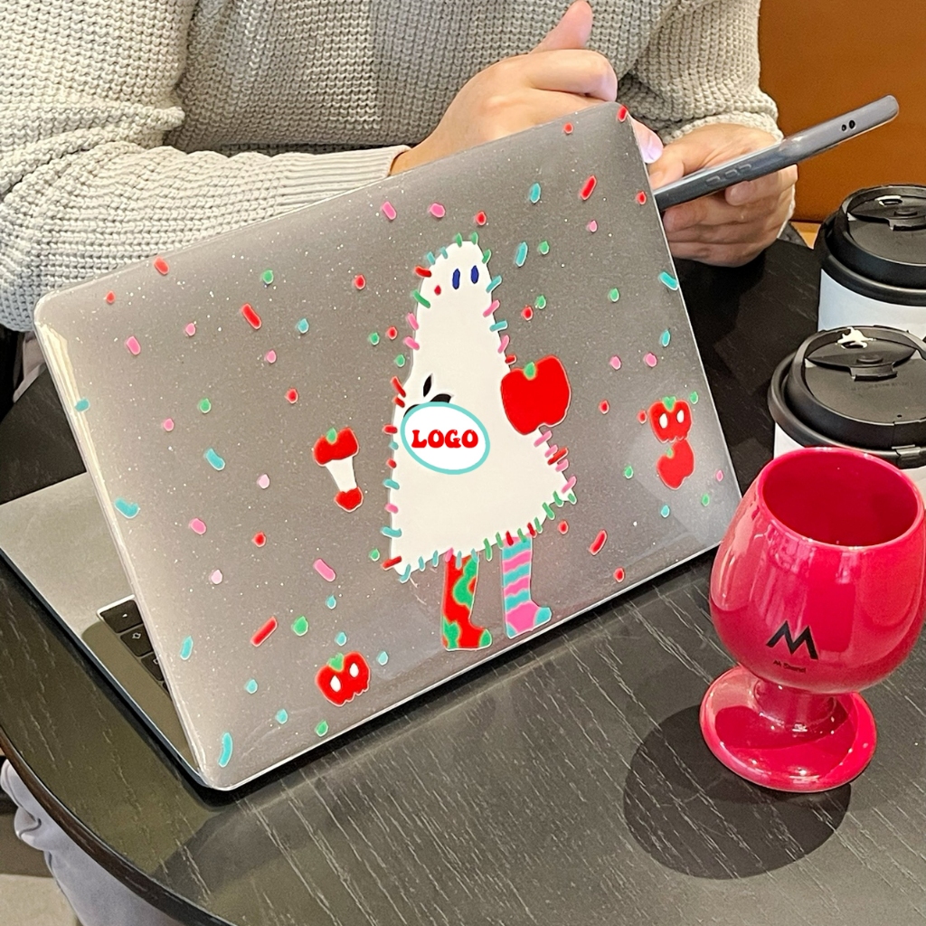 Shesell พร้อมส่ง เคส macbook(ผิวด้าน/crystal) ghost M1/M2/M3 Air13/Air15/Pro13นิ้ว เคสสำหรับแมคบุ๊คใส ผีปุย