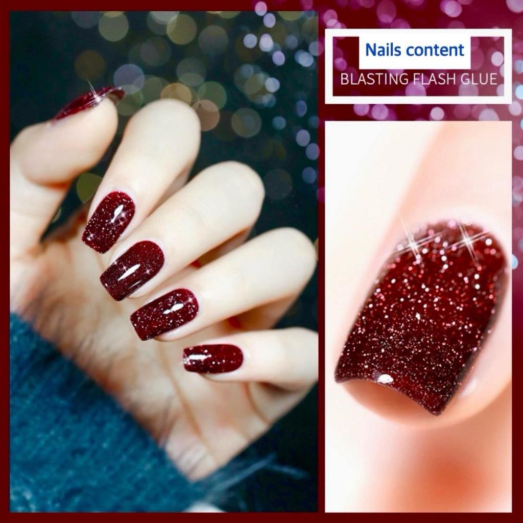 สีเจลแฟลชสีแดงเบอร์กันดี แดงฉ่ำๆ สวยมากสีแน่นมากๆค่ะ idea gel (S24) ทําเล็บ