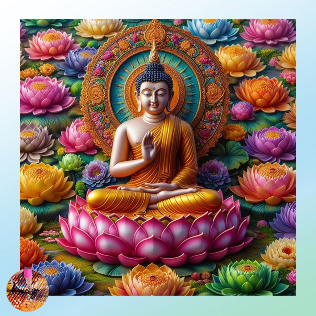 Diamond Painting 5D DIY พระ ครอสติสคริสตัล 5 มิติ ปักครอสติส ภาพติดเพชร ขนาด WxH 30x30 cm