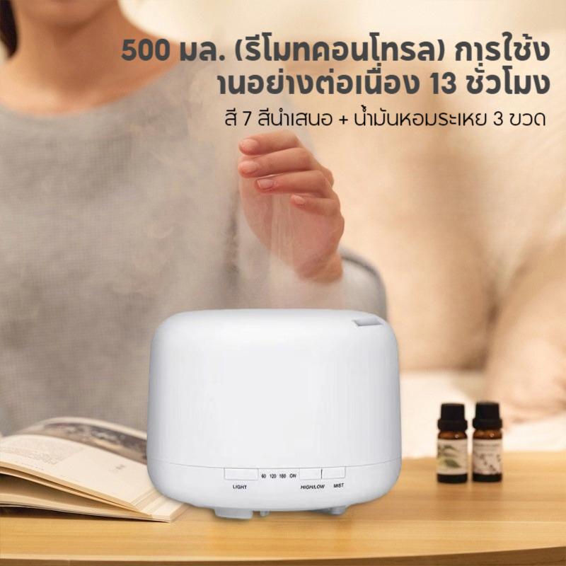 น้ำมันหอมระเหย 500 มล.คละสี (รีโมทคอนโทรล) + 3 ขวดน้ำมันหอมระเหยกลิ่นหอมระเหย