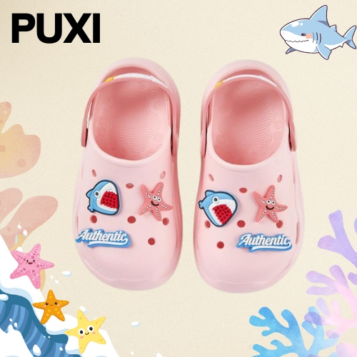 New 2024 PUXI รองเท้าเด็กหัวโตรัดส้น แถมตัวการ์ตูนติดรองเท้า PS4107RW