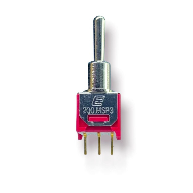 สวิตช์โยก On-Off-On E-Switch 200MSP3 0.4Va 3ขาทอง งาน USA (Pack 2 ชิ้น)