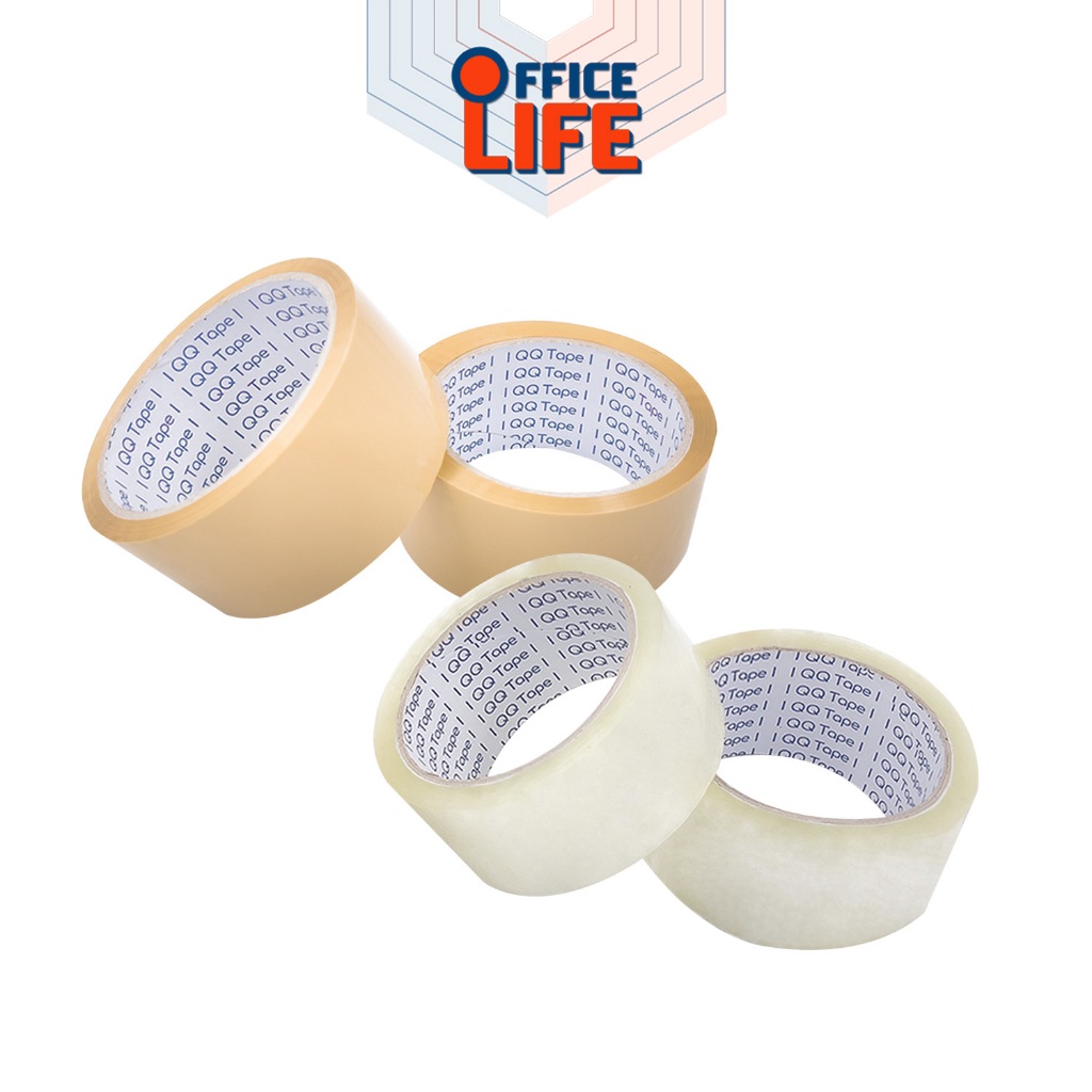 ( 1ม้วน ) เทปใส เทปปิดกล่อง เทปขุ่น ติดกล่อง 100หลา หนา 40,45,47 ไมครอน QQ TAPE ( 1ม้วน )