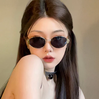 COD-ในไทย💖แว่นตา แว่นตากันแดด กรอบโลหะวงรี สไตล์เกาหลี Unisex ป้องกันรังสียูวี คุณภาพสูง 2024ใหม่-Kri