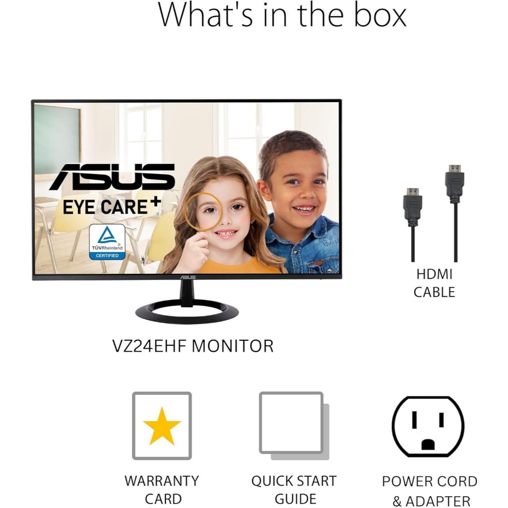 MONITOR (จอมอนิเตอร์) ASUS VZ24EHF - 23.8" IPS FHD 100Hz ADAPTIVE SYNC- ประกัน 3 ปี