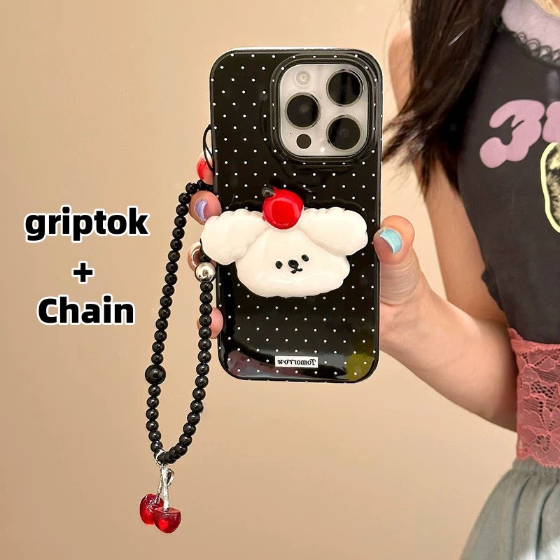 จัดส่ง24ชม for iPhone 15/14/13/12/11 Pro max case เคสไอโฟน11 แฟชั่น บางเบาพกพาง่าย ลูกสุนัข ขาตั้งมือถือ griptok case