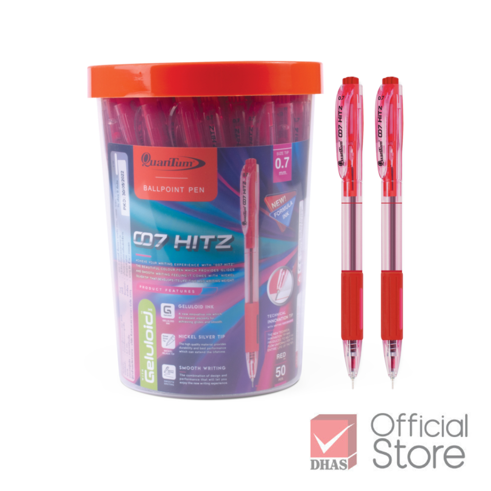 Quantum ปากกา ปากกาลูกลื่น 007 Hitz แดง 0.7 จำนวน 50 ด้าม